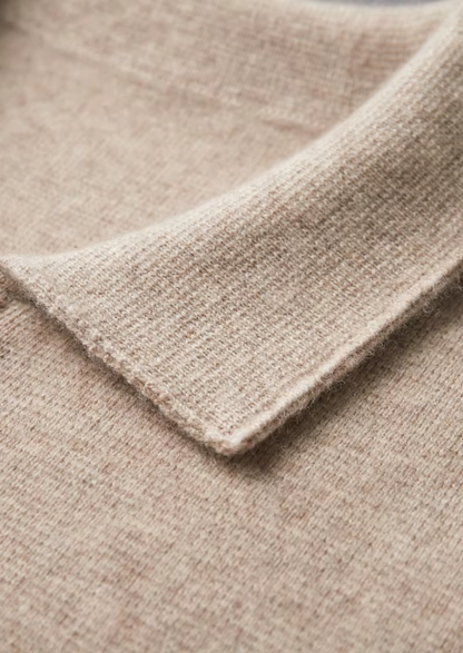 Cardigan Polo con Zip in Lana Merino Extra Fine