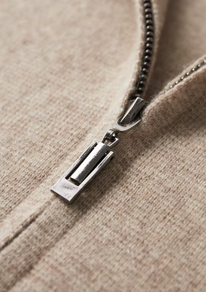 Cardigan Polo con Zip in Lana Merino Extra Fine